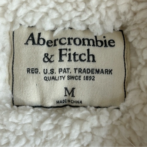 Abercrombie & Fitch Oatmeal Heathered Sherpa Lined Jacket Size Medium - Picture 6 of 11